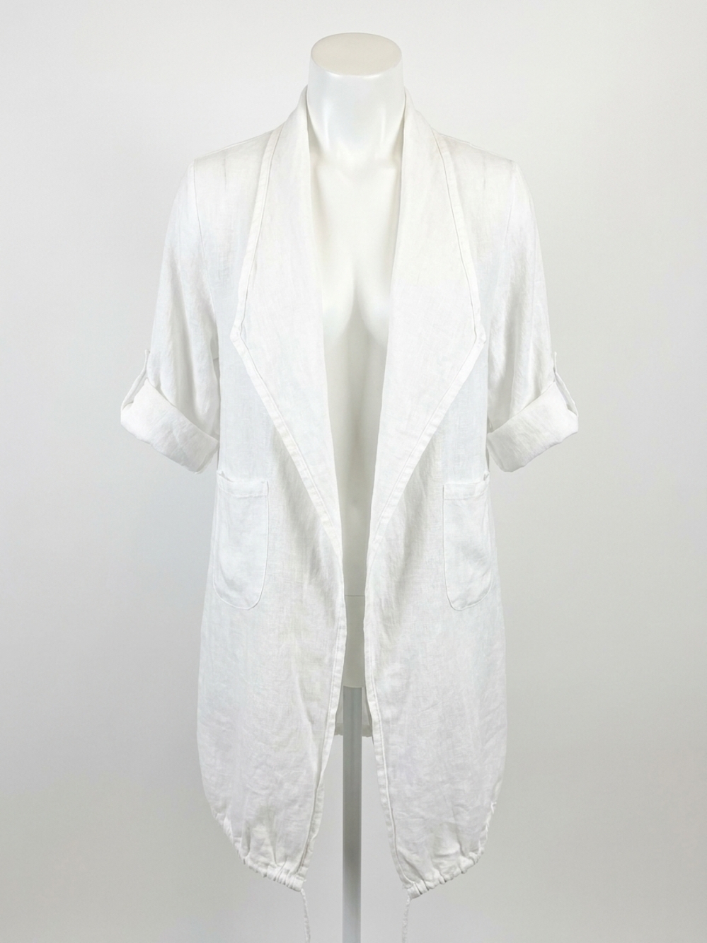 NEW MADE IN ITALY easy long fit woven cardigan in white